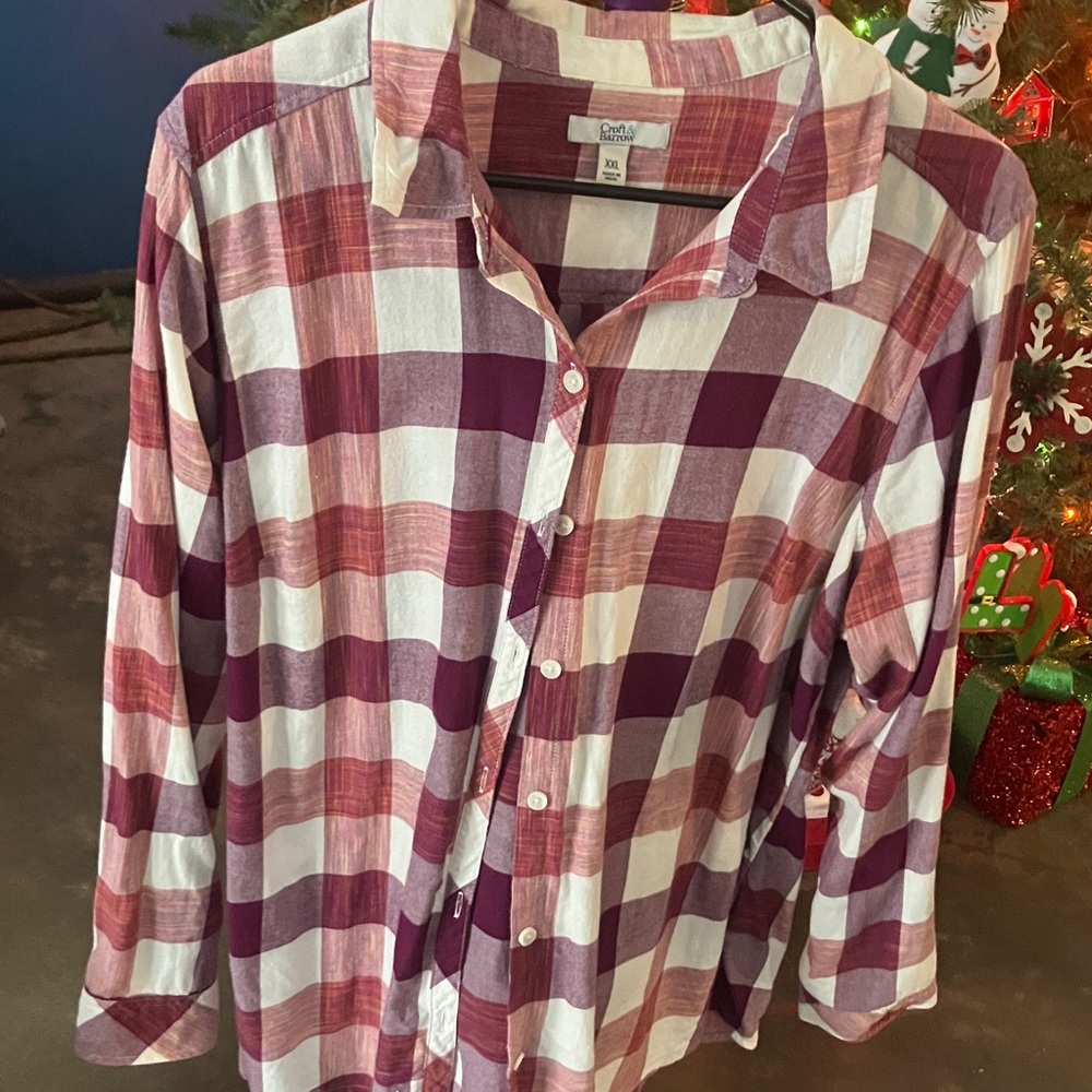 Croft & Barrow Red and White Checkered Shirt